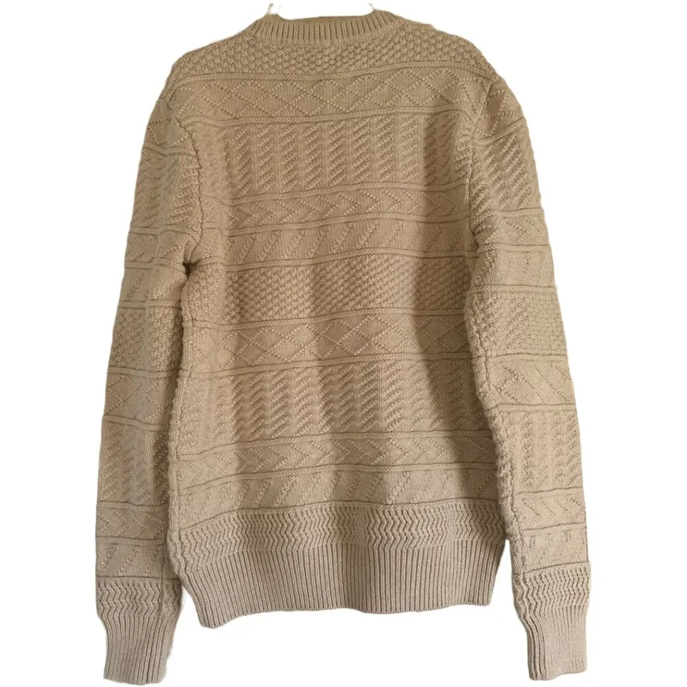 NWT J.CREW Men's Cream Cotton Sweater in Combination Guernsey Stitch Sz M - Picture 8 of 8